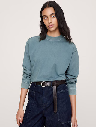 Vintage Cotton Long-Sleeve Mock-Neck T-Shirt | Banana Republic (US)