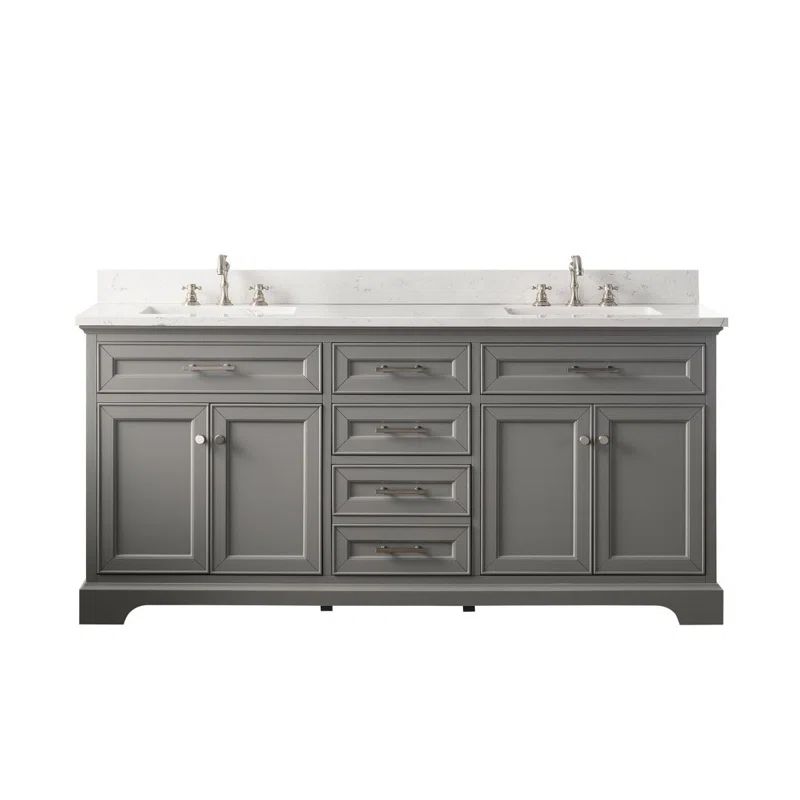 Zaviera 72'' Free-standing Double Bathroom Vanity with Engineered Stone Vanity Top | Wayfair North America