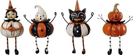 Amazon.com: One Holiday Way Vintage Decorative Pumpkin-Shaped Halloween Figurines Shelf Sitter De... | Amazon (US)