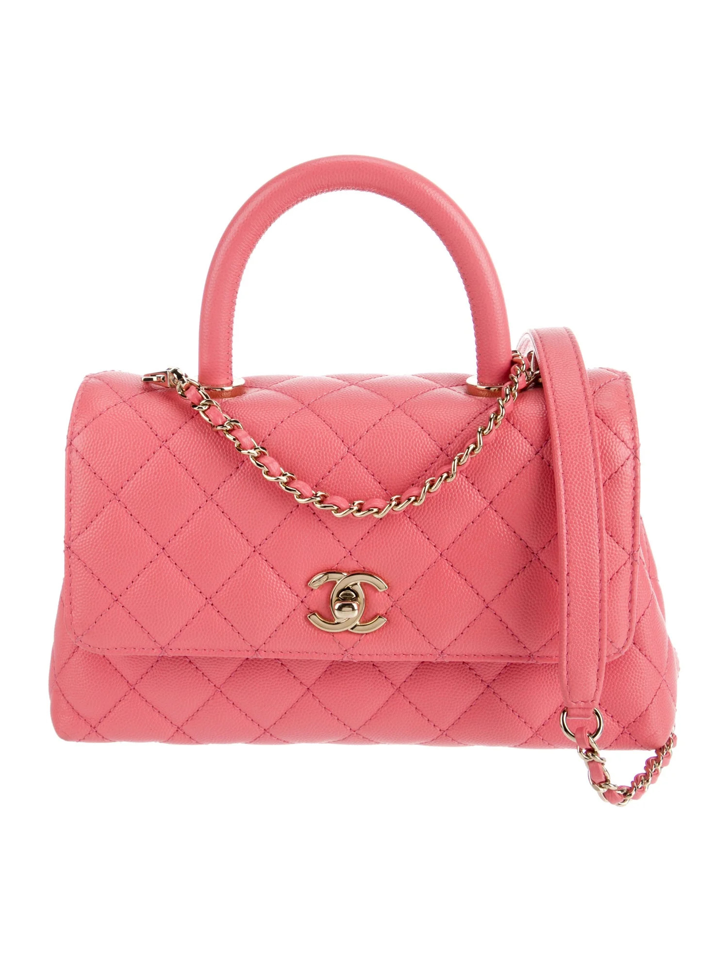 Chanel Mini Coco Handle Flap Bag - Pink Shoulder Bags, Handbags - CHA1318939 | The RealReal | The RealReal