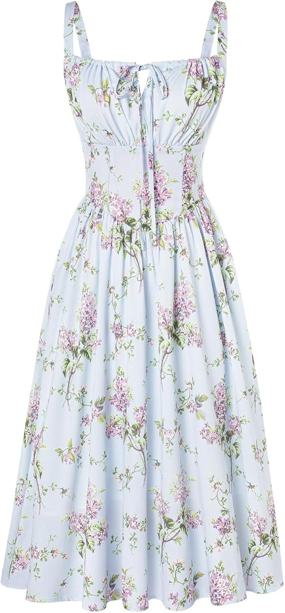 SCARLET DARKNESS Women's Floral Midi Dress Corset Sundresses 2026 Summer Spring Vacation Milkmaid... | Amazon (US)