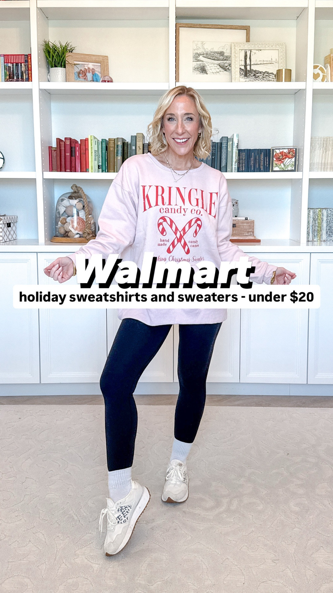 Walmart: holiday sweatshirts and sweaters - under $20
* French Terry Sweatshirt w/ Lace Inset & Puff Sleeves - size XS. $24. 2 colors
* Jeans - size 25. 
1. Kringle Canes Graphic Fleece - size Medium. $12.98. Comes in 4 colors.
* Leggings - size small
* Sneakers - tts.
2. Soft Tree Graphic Fleece - size Medium. $12.98. Comes in 4 colors.
3. Nice List Club Graphic Sweatshirt - size 0X (plus size brand). $19.98. Also comes in gree. 
4. Girls Short Sleeve Boxy Graphic T-Shirt - size XL (this is a girl's brand), but probably could have gone down a size. $7.49.
* Jeans - size 25. 
5. Fair Isle Christmas Tree Sweater - size Small.$19.98. Comes in 4 colors.
* Trouser Flare High-Rise Jeans - size 0. $24.


#LTKSeasonal #LTKHoliday #LTKFindsUnder50