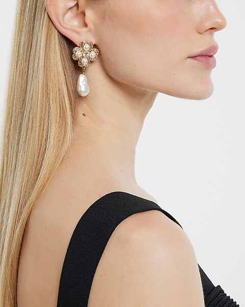 Baroque Pearl Charm Drop Earrings | Express