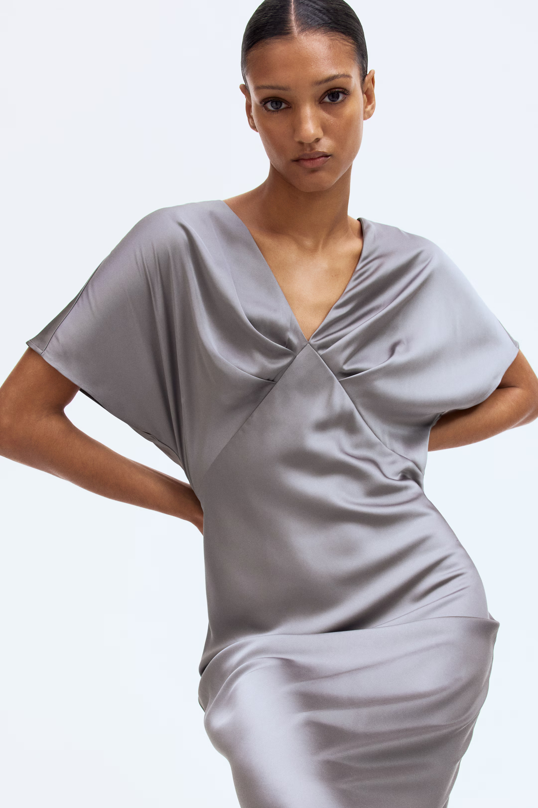 V-Neck Satin Dress | H&M (US + CA)