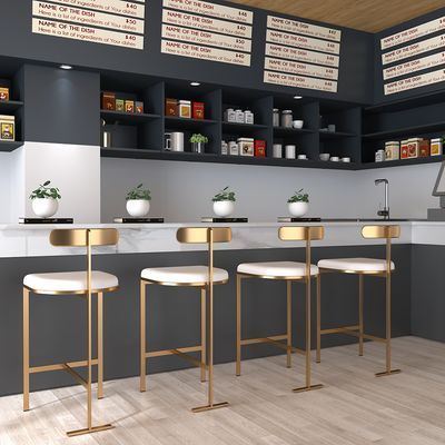 Modern Metal Counter Height Bar Stools with Back Kitchen Chair-Homary | Homary