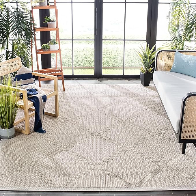 SAFAVIEH Washable Rug Bermuda Collection - 8' x 10', Cream & Beige, Indoor/Outdoor, Weather Resis... | Amazon (US)