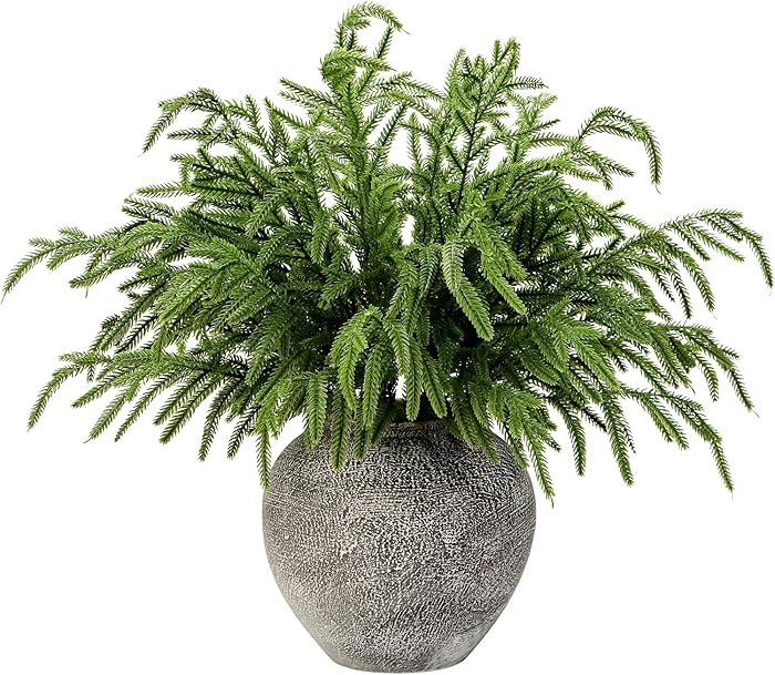 Pack of 6 Christmas Norfolk Pine Branches, 42cm/16.5'' Artificial Christmas Stems, Real Touch Fau... | Amazon (CA)