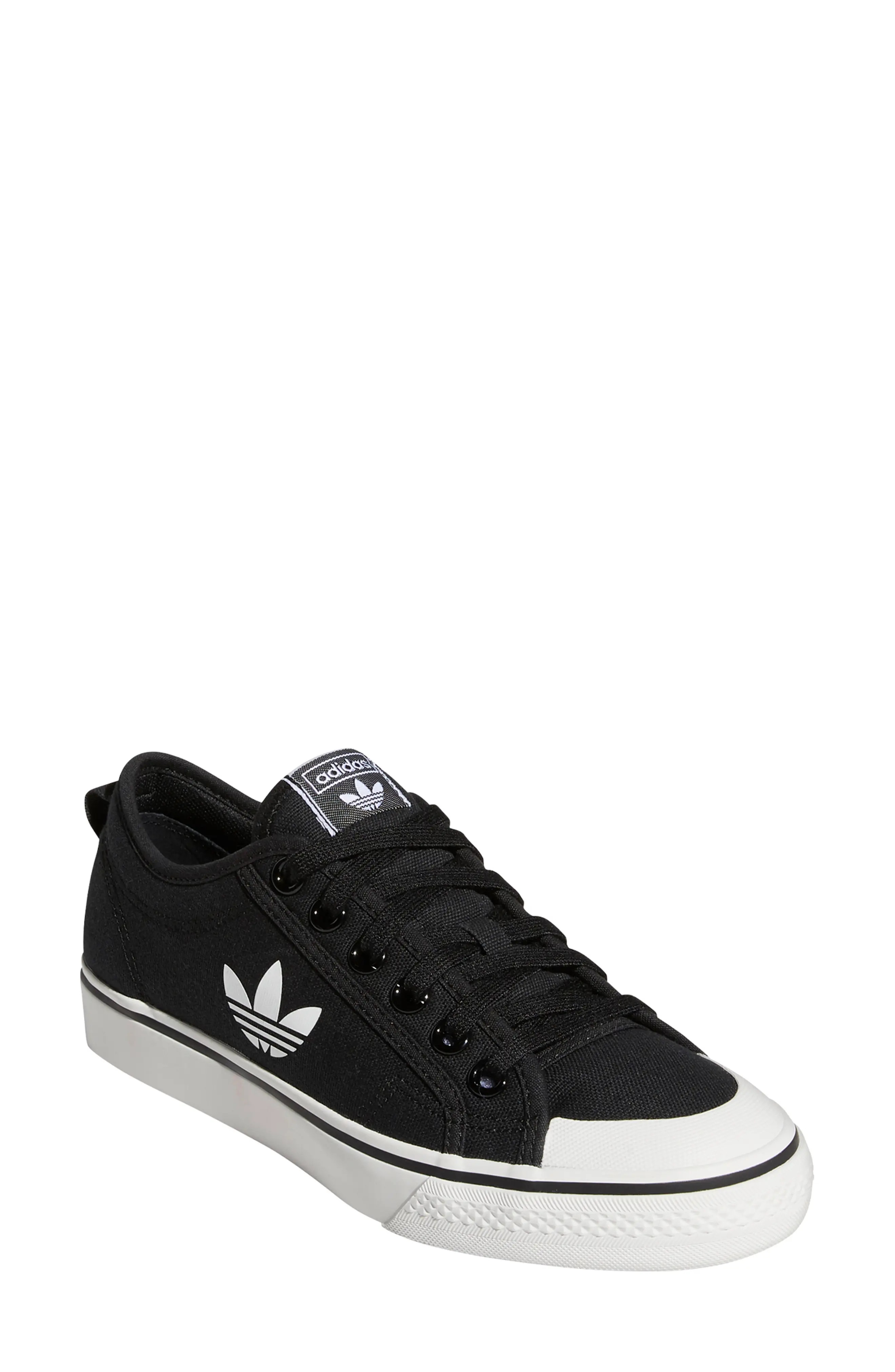 adidas Nizza Trefoil Sneaker, Size 10 in Black/White/Crystal White at Nordstrom | Nordstrom