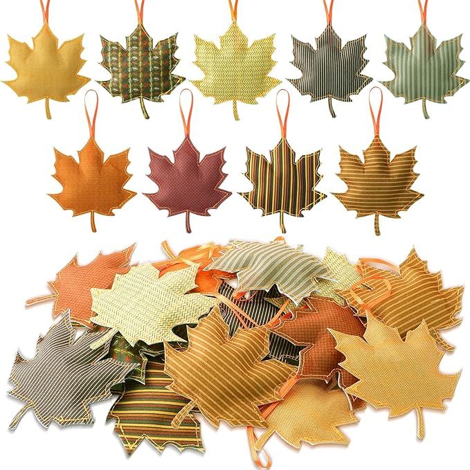 Tudomro 27 Pcs Fall Tree Decoration Thanksgiving Tree Ornaments 3D Felt Maple Leaf Ornaments Pump... | Amazon (US)