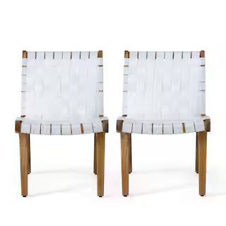 Morganton White and Teak Stationary Rope Weave Wood Outdoor Lounge Chair (2-Pack) | The Home Depot