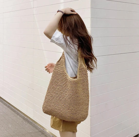 Straw Bag/all-match Casual Shoulder Bag/mori Hand-woven | Etsy | Etsy (US)