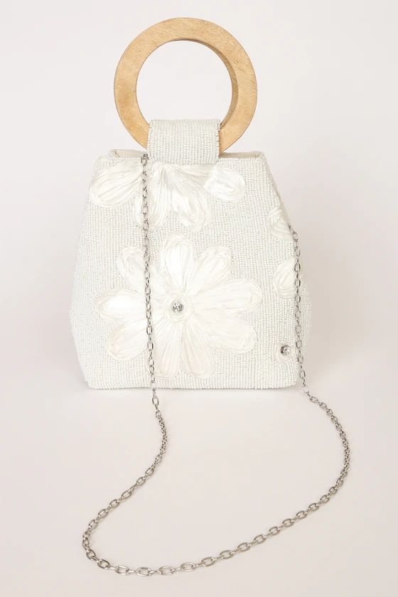 Stay Chic White Beaded Wood Handle Bag | Lulus (US)