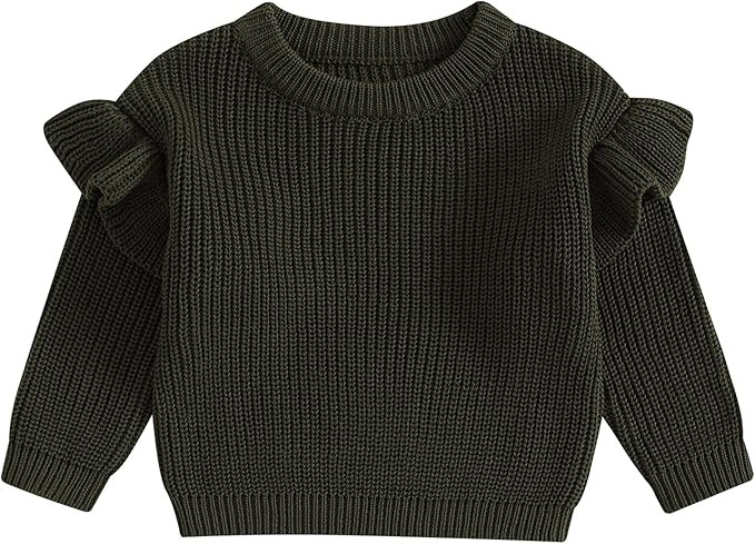 Mubineo Baby Girl Winter Clothes Basic Plain Cute Ruffle Sweater Toddler Kids Pullover Long Sleev... | Amazon (US)