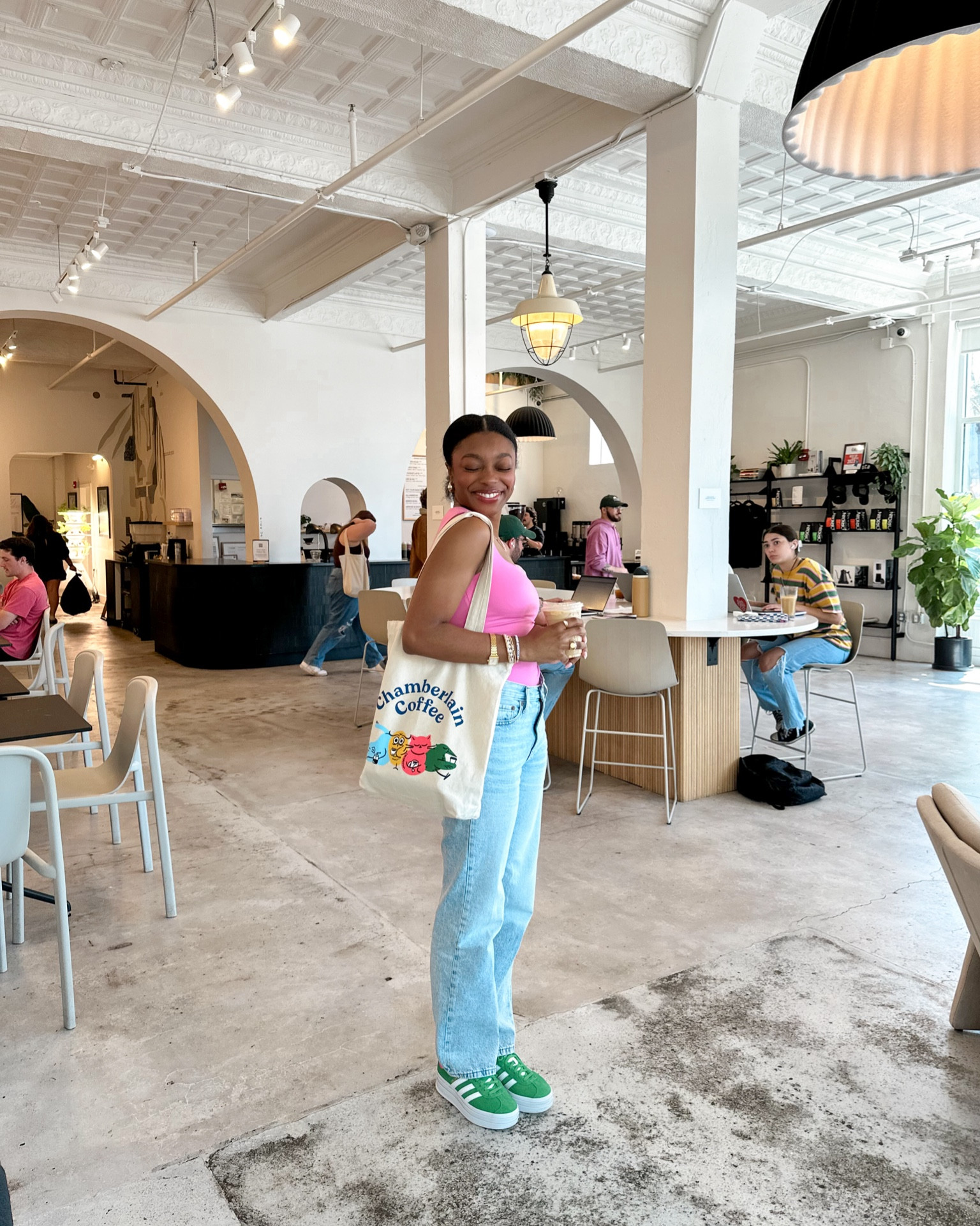 Spring outfit, coffee shop outfit, adidas gazelle, spring fit 

#LTKstyletip #LTKshoecrush