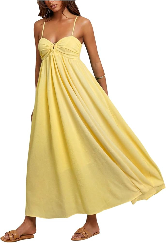 BEAUDRM Women's Summer Maxi Dress Summer Wedding Guest Dress Flowy Vacation Beach Sundresses Vaca... | Amazon (US)