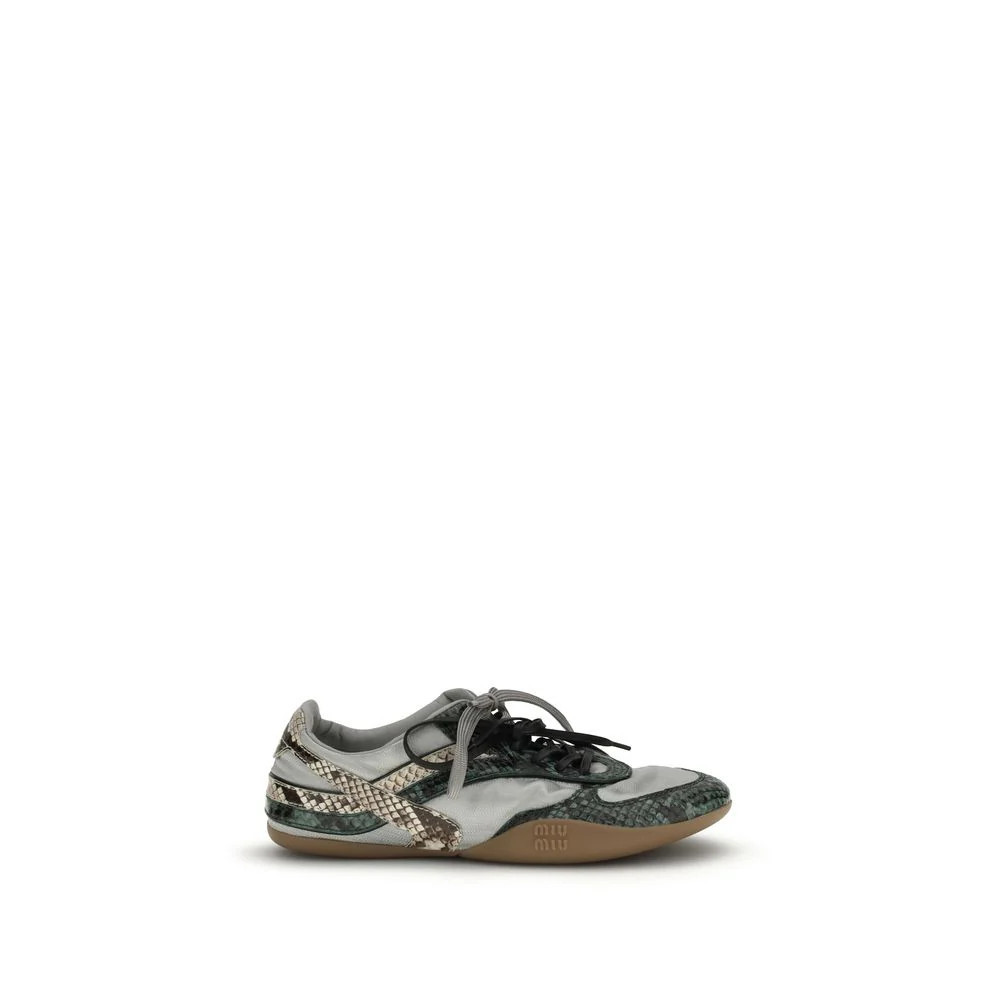 Miu Miu Gymnasium Technical Fabric and Python Low-Top Sneakers | VAZLUXE