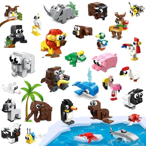 HOGOKIDS 30 Packs Party Favors for Kids - 867PCS Mini Animal Building Blocks Sets for Classroom Prizes Goodie Bag Fillers Valentines Easter Gift Exchange for Student Boys Girls Ages 6+ | Amazon (US)