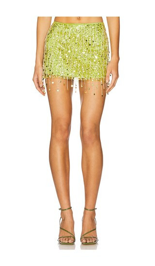 ASTA RESORT Yasmin Hand Beaded Mini Skirt in Green. - size XS | Revolve Clothing (Global)