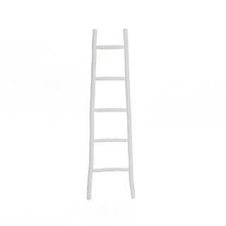 59.1 in. Tall White Solid Wood 5-Rung Bookcase Blanket Ladder | The Home Depot