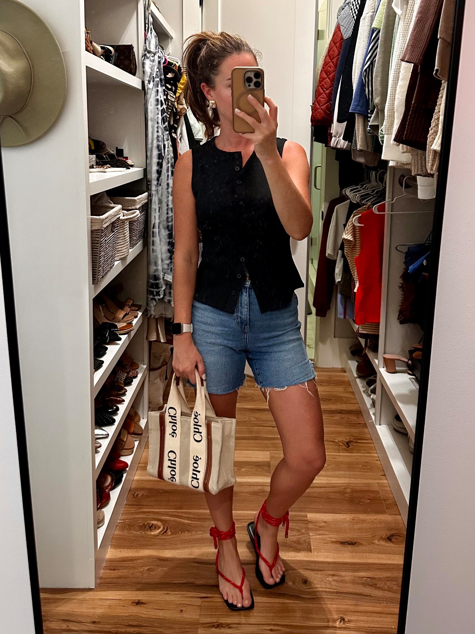 Wearing this $20 tank again. This time with my favorite wrap sandals. 

#LTKootd
