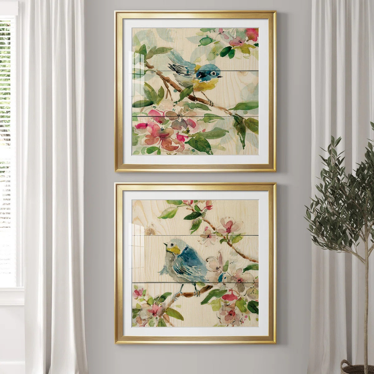 " Birds And Blossoms I " 2 - Pieces Painting Print (Set of 2) | Wayfair North America