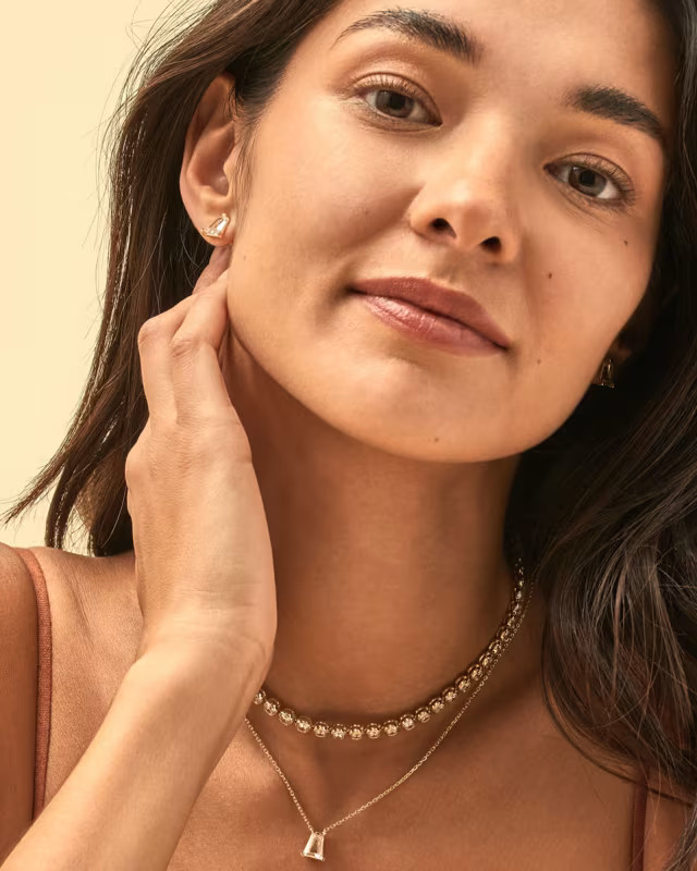 Carmen Gold Tennis Necklace in White Crystal | Kendra Scott