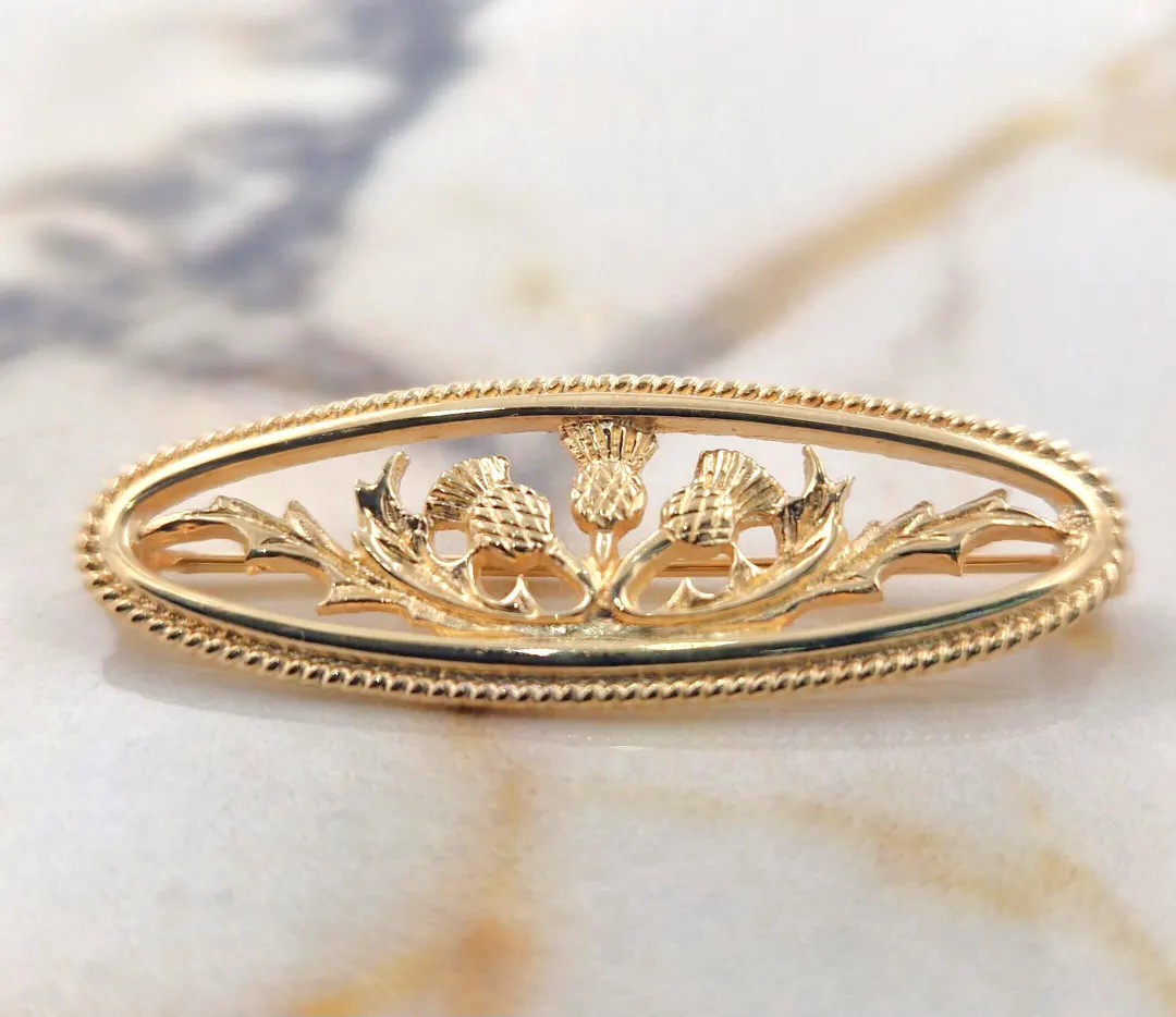9ct Gold Thistle Brooch Ortak | Etsy (US)