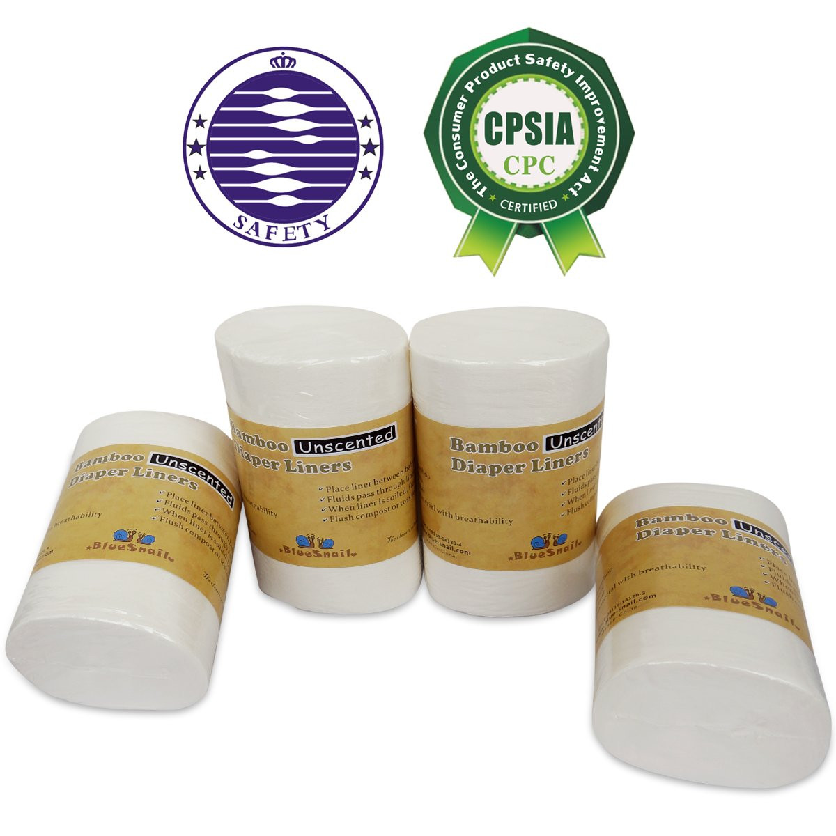 Rayon Unscent Diaper Liners- Fragance Free and Chlorine Free(4PK) 400 Count by BlueSnail（White... | Amazon (US)