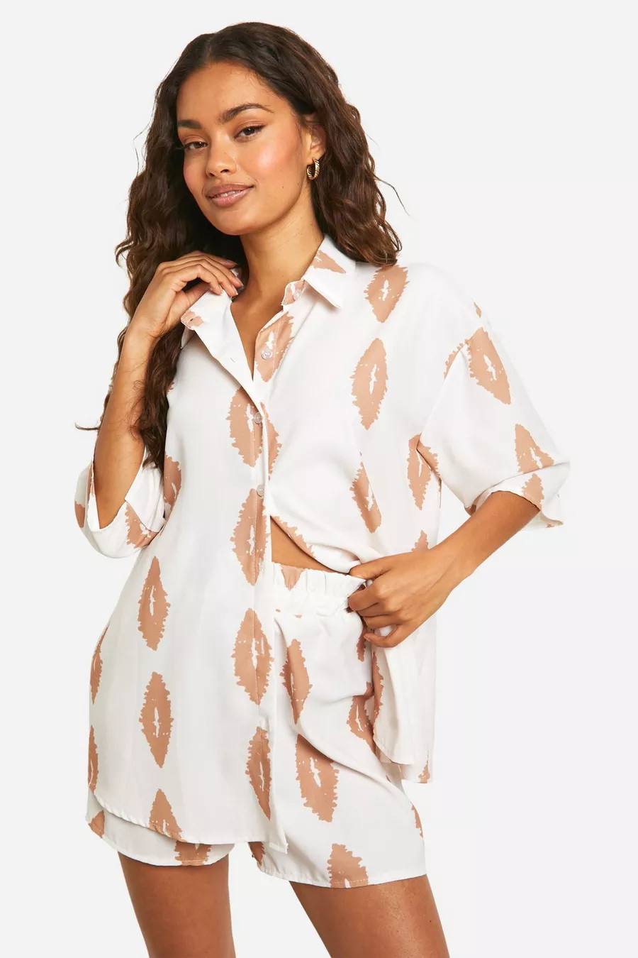 Hammered Aztec Print Oversized Shirt & Shorts Set | Nasty Gal US