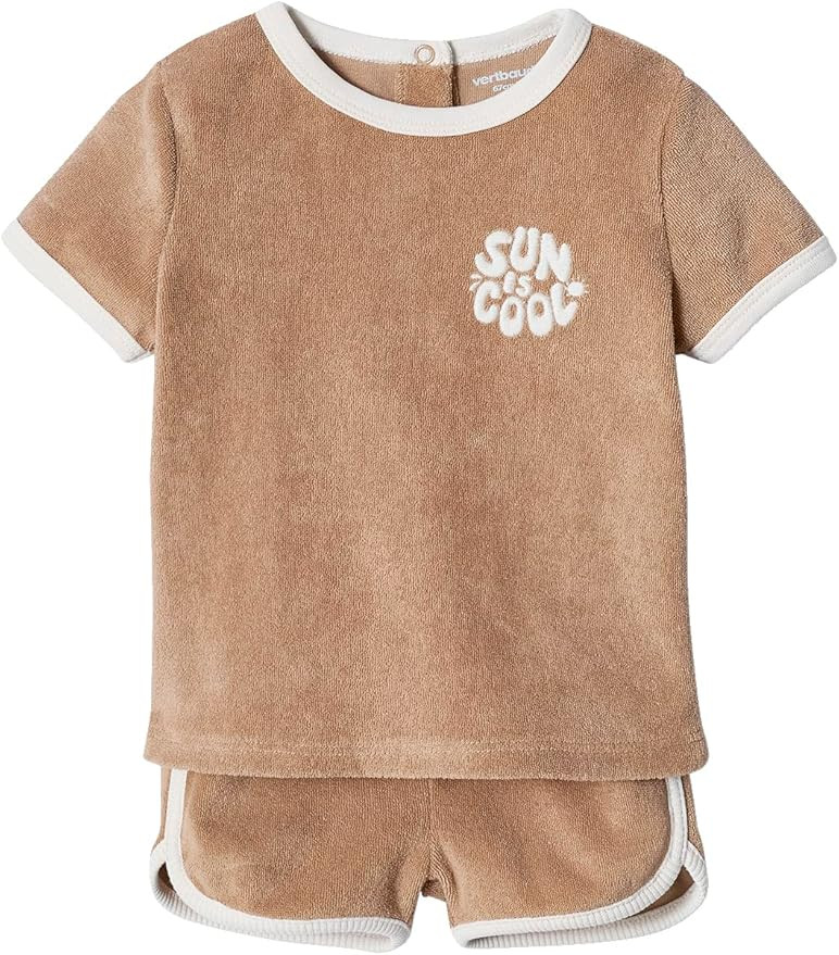 VERTBAUDET Ensemble en éponge bébé T-shirt + short taupe 18M(81CM) | Amazon (FR)
