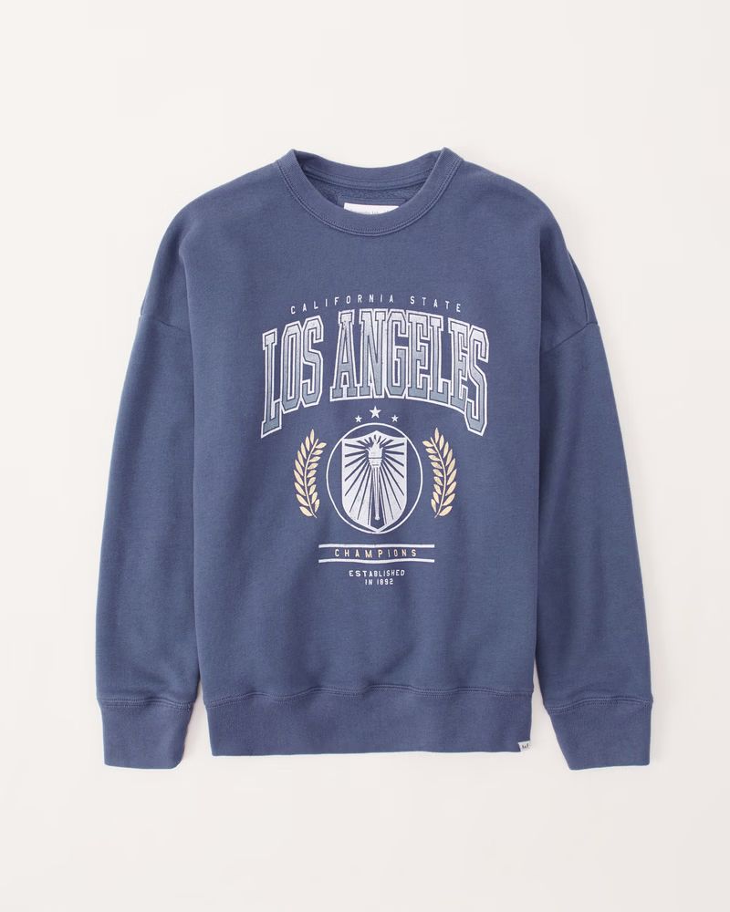 legging-friendly varsity graphic crew sweatshirt | Abercrombie & Fitch (US)