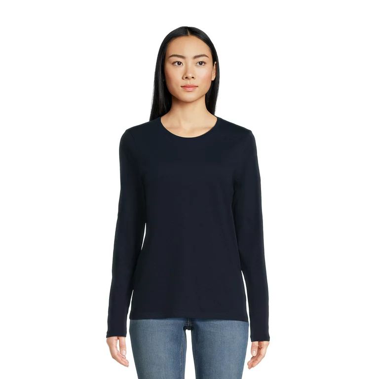 Time and Tru Women's Core Tee with Long Sleeves, Sizes S-3XL | Walmart (US)
