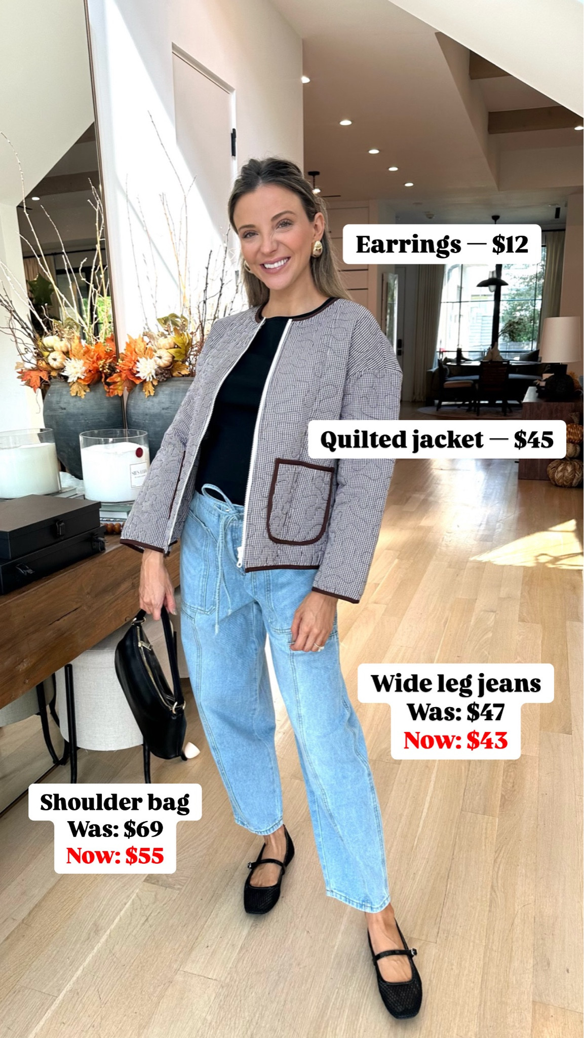Fall outfit from Amazon — wide leg baggy jeans, flats, quilted jacket, bodysuit, black shoulder bag, gold earrings 

#LTKFindsUnder100 #LTKFindsUnder50 #LTKSaleAlert