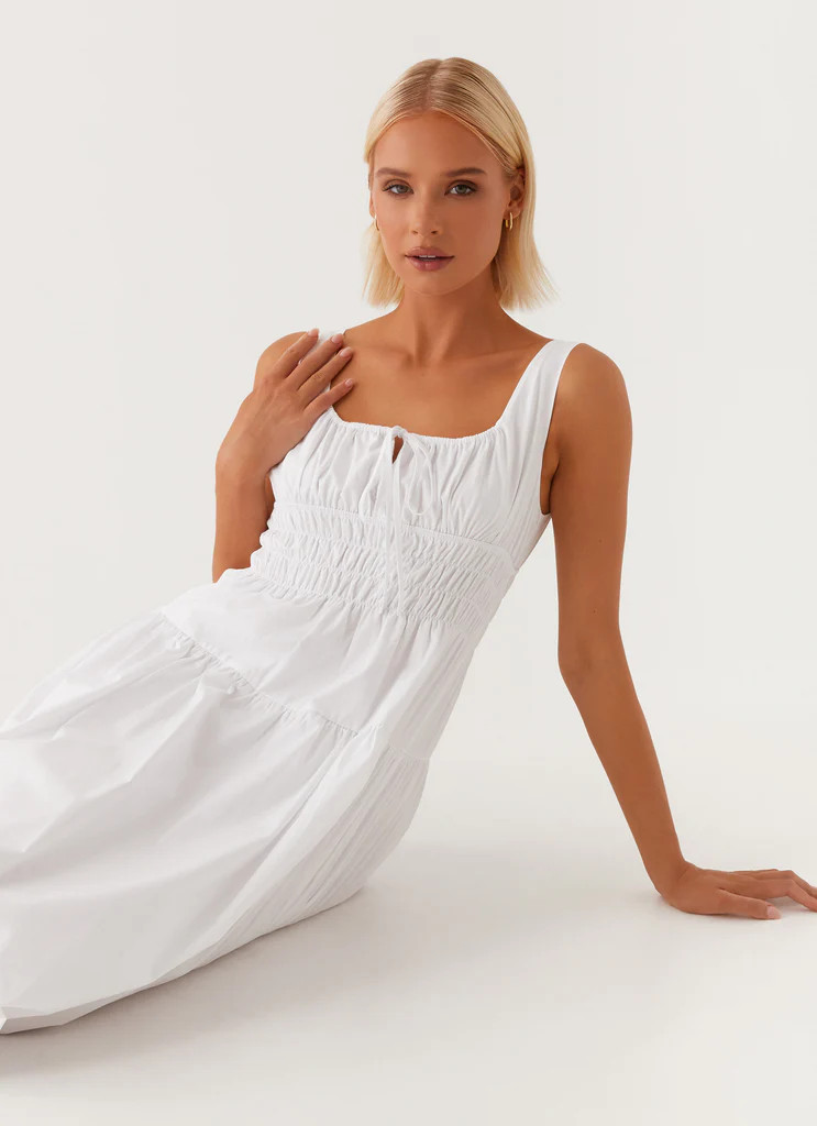 Jacintha Midi Dress - White | Peppermayo (Global)