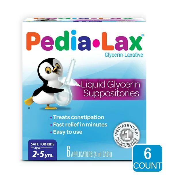 Pedia-LaxPedia-Lax Laxative Liquid Glycerin Suppositories for Kids, Ages 2-5, 6 CountUSD$7.12$1.1... | Walmart (US)