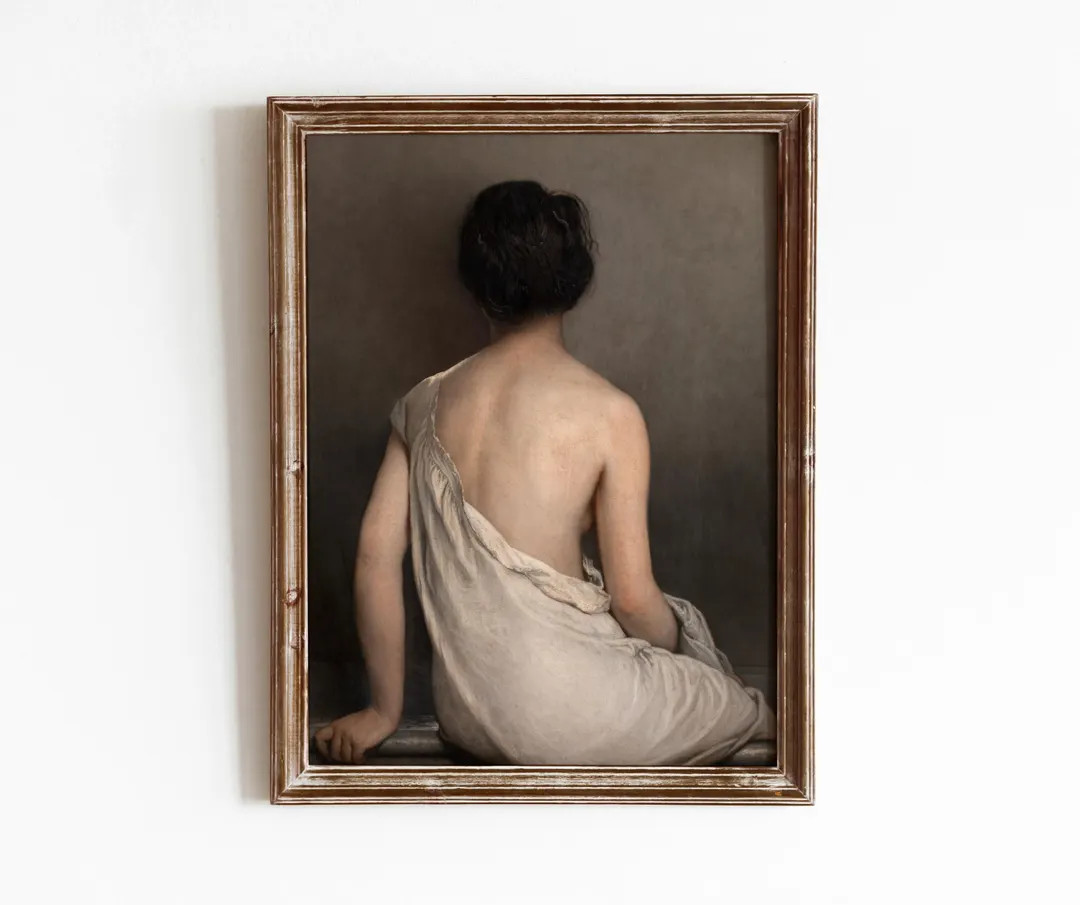 At the Bath | Vintage Woman Painting | Back Portrait Bathroom Art | Victorian Lady Undergarment A... | Etsy (US)