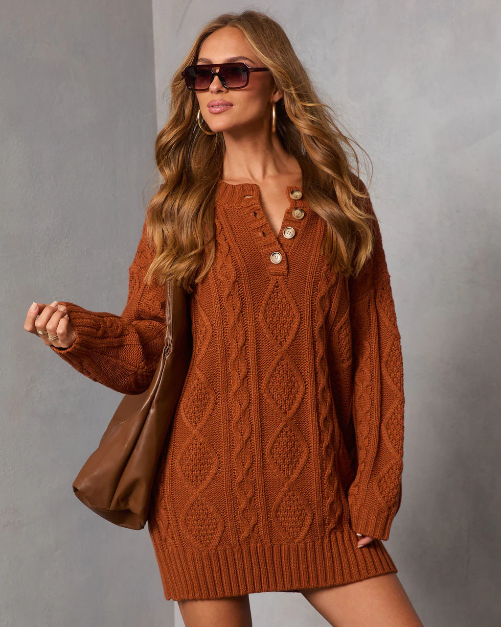 Hot Cider Cable Knit Mini Sweater Dress | VICI