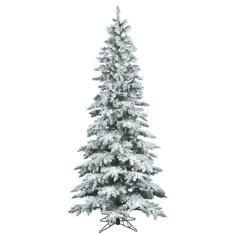 Flocked Utica White Green Fir Artificial Christmas Tree | Wayfair North America