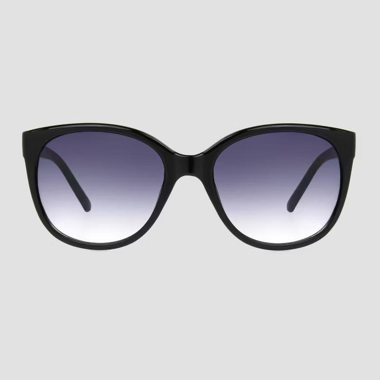 Women's Glossy Plastic Cateye Sunglasses - Universal Thread™ Black | Target