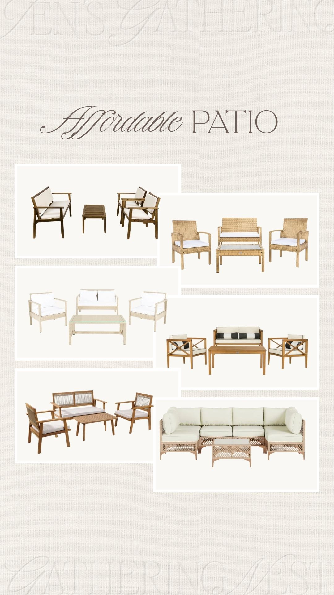 Affordable patio sets for a pretty outdoor refresh this summer. ☀️

#patiofurniture #outdoorliving #outdoorfurniture #patiodecor #backyardstyle #summerhome #homefinds #affordablehome #ltkfinds

#LTKHome