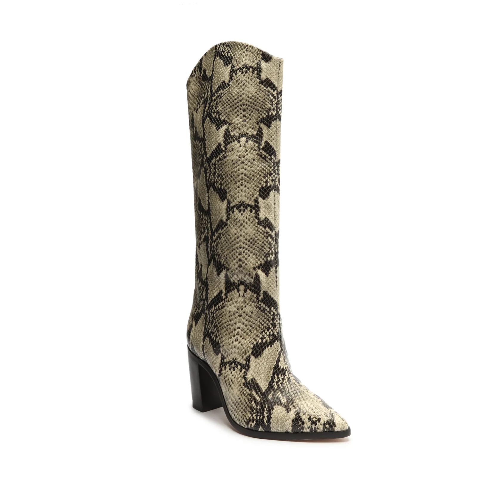 Maryana Block Pointed Toe Block Heel Boot in Snake Print | Schutz Shoes | Schutz Shoes (US)