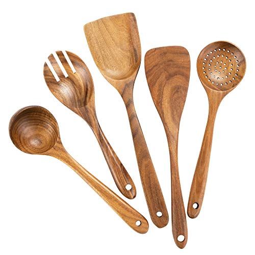 Wood Utensils Set for Cooking, Teak Wooden Utensils Set Wood Spatula for Nonstick Cookware Kitchen U | Amazon (US)