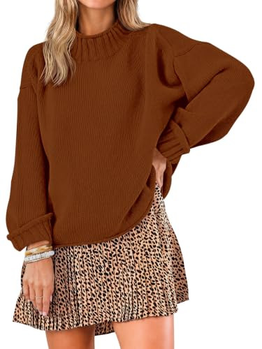 Saodimallsu Womens Oversized Sweaters Mock Neck Chunky Knit Pullover Tops | Amazon (US)