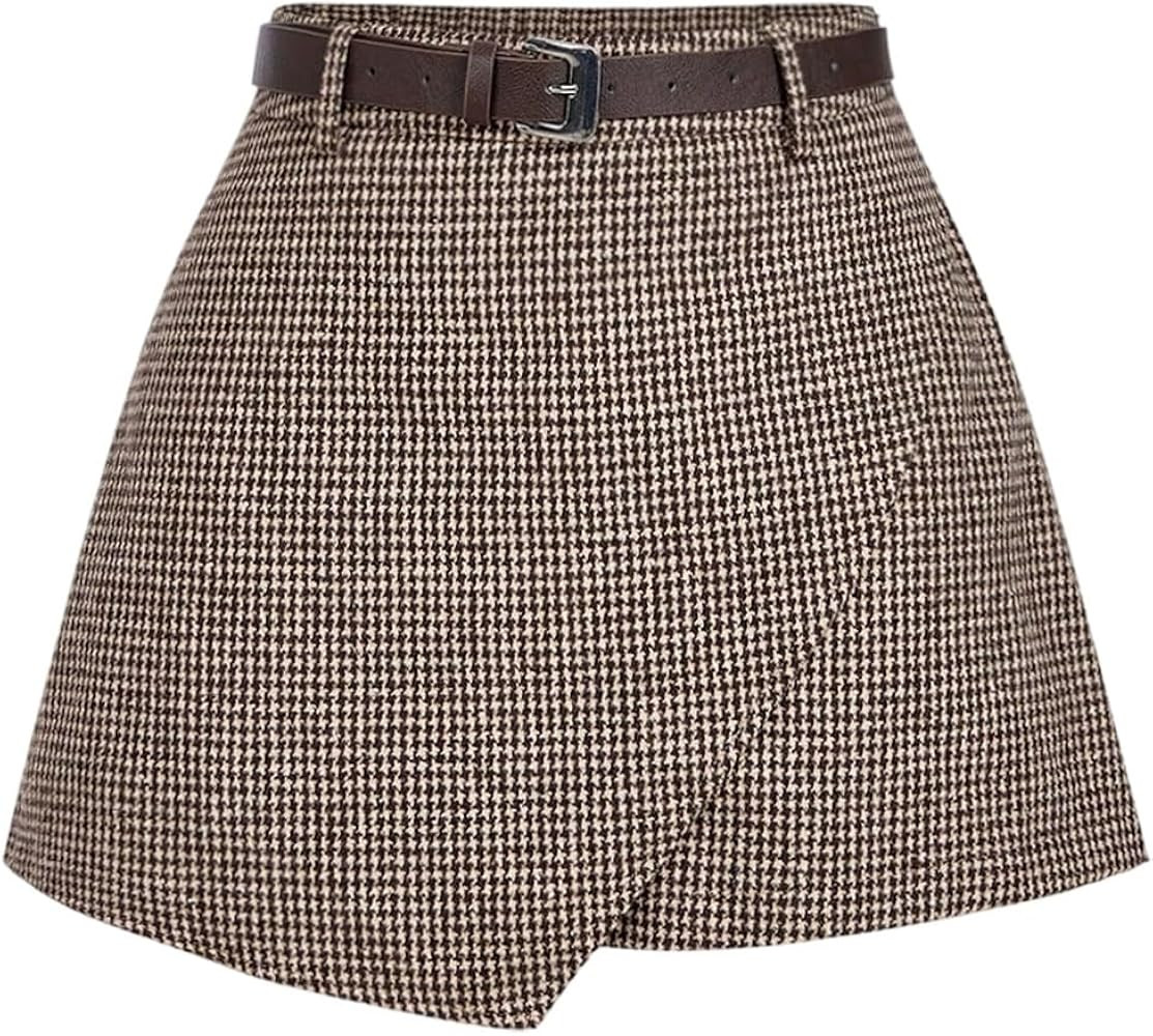 SHENHE Women's Dressy Wrap Mini Skorts Business Casual Belted Short Skirts | Amazon (US)