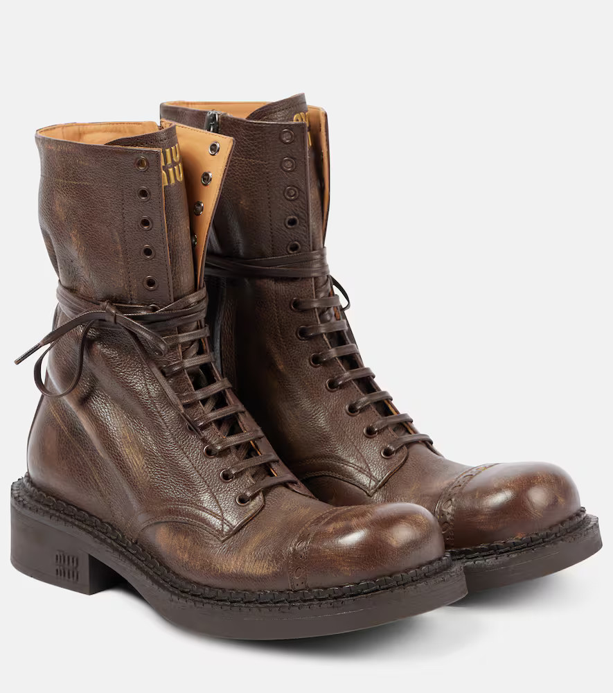 Miu Miu Leather lace-up boots | Mytheresa (INTL)