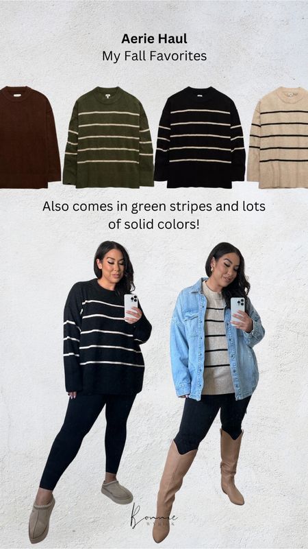 My fall favorites from Aerie! 🖤🍂 Midsize Loungewear | Athleisure | Elevated Casual | Fall Fashion | Striped Sweater

#LTKstyletip #LTKmidsize #LTKHoliday