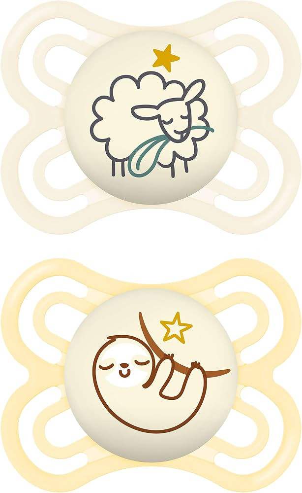 MAM Perfect Night Baby Pacifier, Patented Nipple, Glows in the Dark, 2 Pack, 0-6 Months, Unisex | Amazon (US)