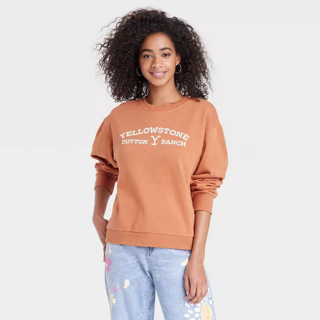 Women's Yellowstone Dutton Ranch Graphic Sweatshirt - Brown | Target