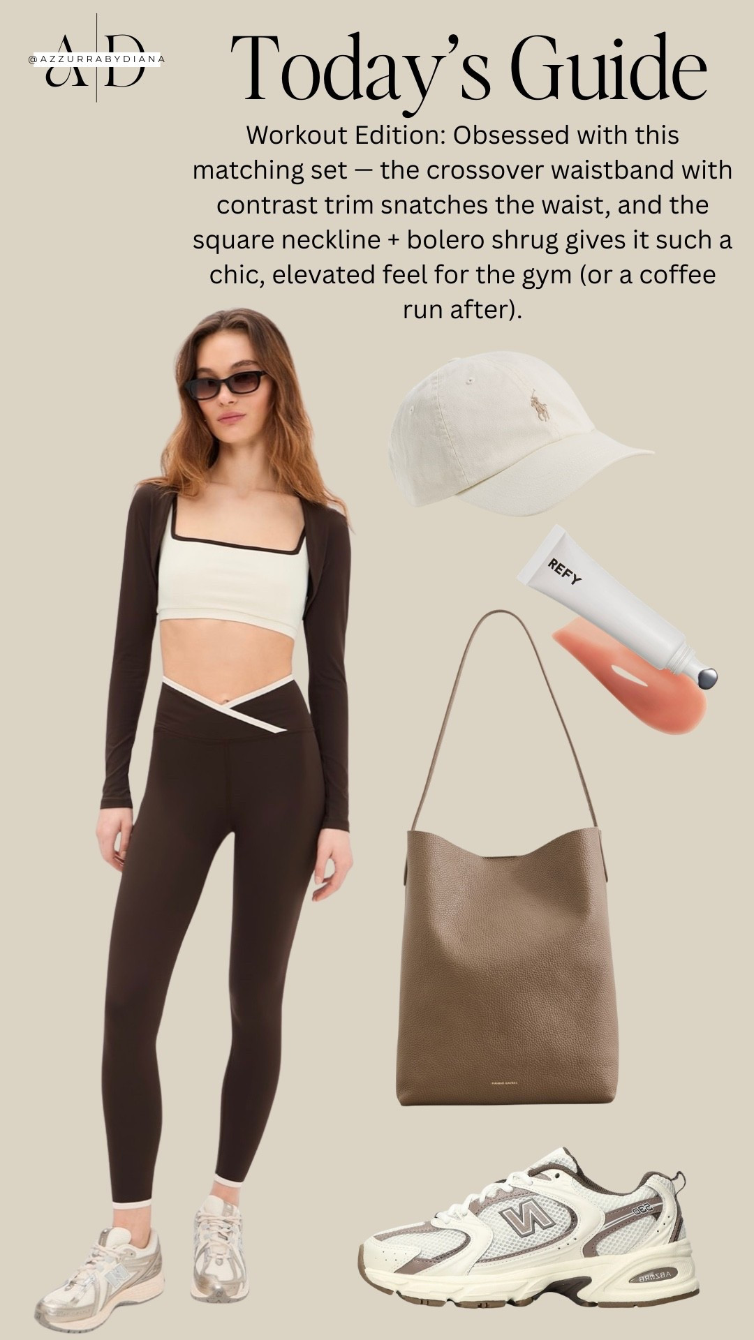 OOTD: workout edition. 🤎
Obsessed with this matching set — the crossover waistband with contrast trim snatches the waist, and the square neckline + bolero shrug gives it such a chic, elevated feel for the gym (or a coffee run after).

#LTKgrwm #LTKfitnessgoals #LTKActive