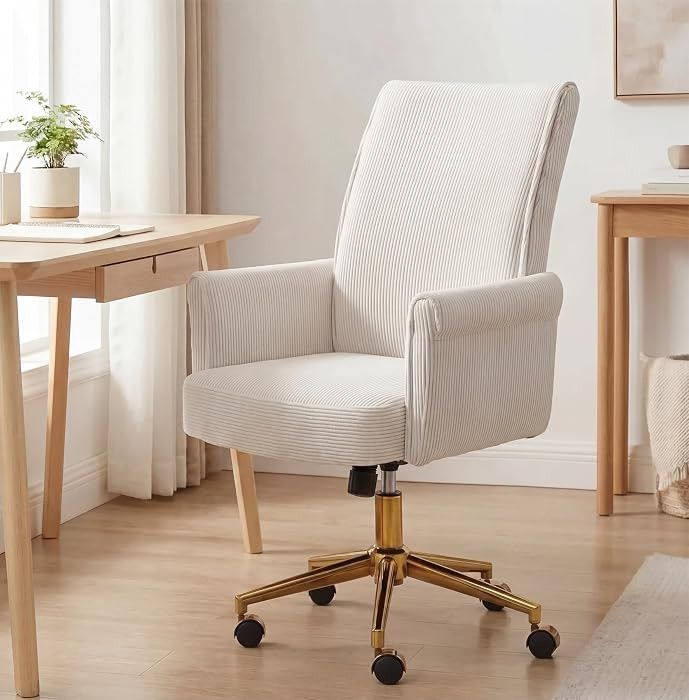 Stripes Velvet Home Office Desk Chair, Accent Upholstered Modern Height Adjustable Swivel Chair w... | Amazon (US)